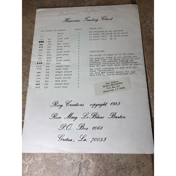 Rosy Creations Hurricane Tracking Chart Quilt Pattern, Vintage, Weather, 80s - Picture 3 of 4